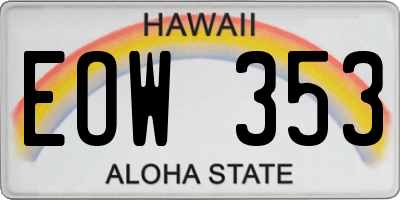 HI license plate EOW353