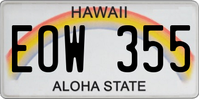 HI license plate EOW355