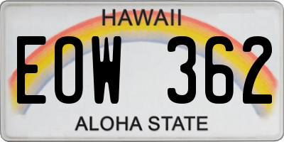HI license plate EOW362