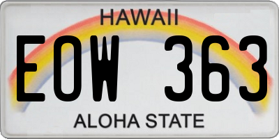 HI license plate EOW363