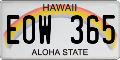 HI license plate EOW365