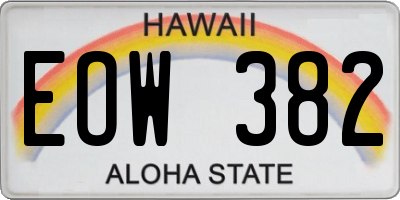 HI license plate EOW382