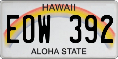 HI license plate EOW392