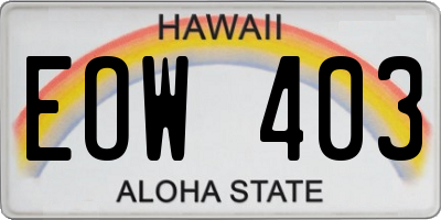 HI license plate EOW403