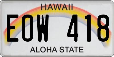HI license plate EOW418