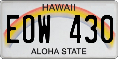 HI license plate EOW430