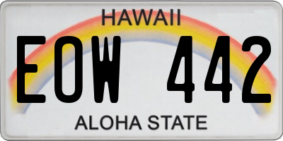 HI license plate EOW442