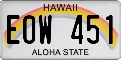 HI license plate EOW451