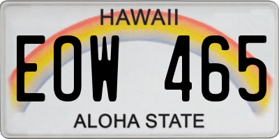 HI license plate EOW465