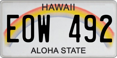 HI license plate EOW492