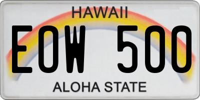 HI license plate EOW500