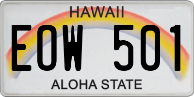 HI license plate EOW501