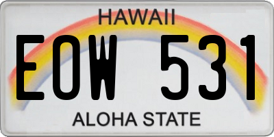 HI license plate EOW531