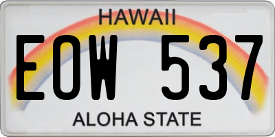 HI license plate EOW537
