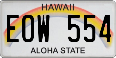 HI license plate EOW554