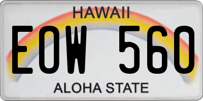 HI license plate EOW560