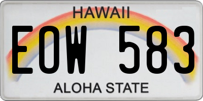 HI license plate EOW583
