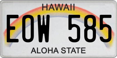 HI license plate EOW585