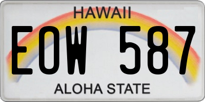 HI license plate EOW587