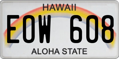 HI license plate EOW608