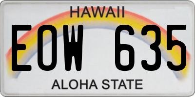 HI license plate EOW635