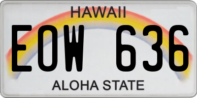 HI license plate EOW636