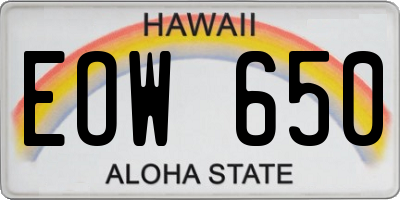 HI license plate EOW650
