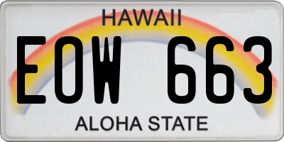 HI license plate EOW663
