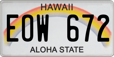 HI license plate EOW672
