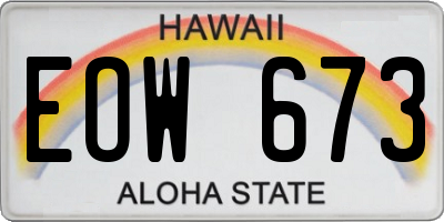 HI license plate EOW673