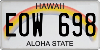 HI license plate EOW698