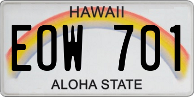 HI license plate EOW701