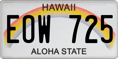 HI license plate EOW725
