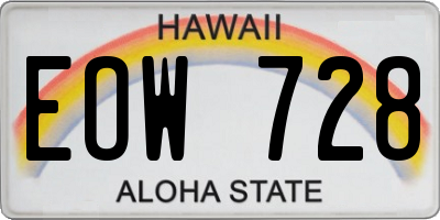 HI license plate EOW728