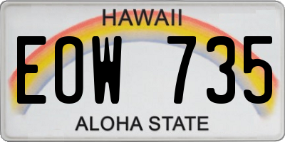 HI license plate EOW735