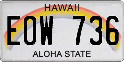 HI license plate EOW736