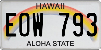 HI license plate EOW793