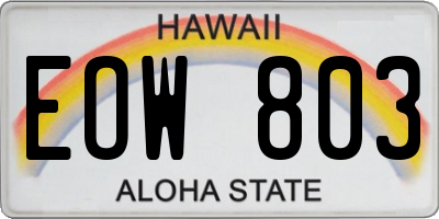 HI license plate EOW803