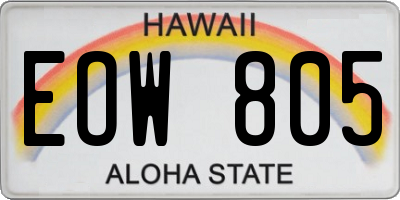 HI license plate EOW805