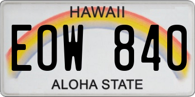 HI license plate EOW840