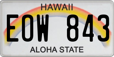 HI license plate EOW843