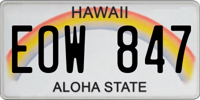 HI license plate EOW847