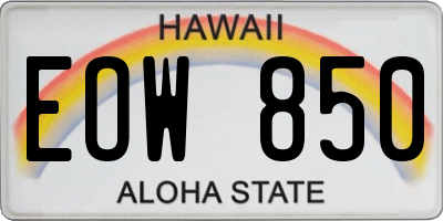 HI license plate EOW850