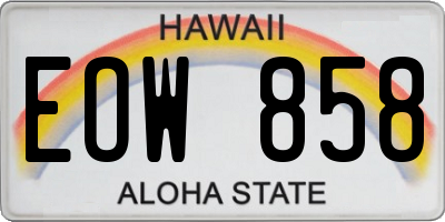 HI license plate EOW858