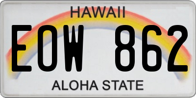HI license plate EOW862