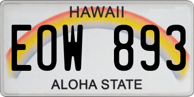 HI license plate EOW893