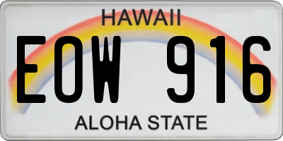 HI license plate EOW916