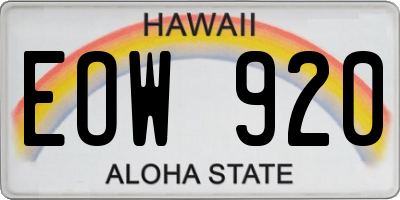 HI license plate EOW920