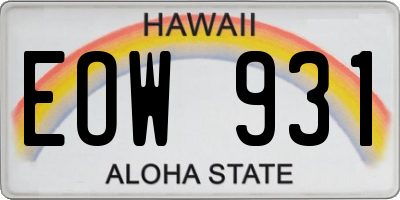 HI license plate EOW931