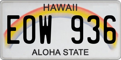 HI license plate EOW936